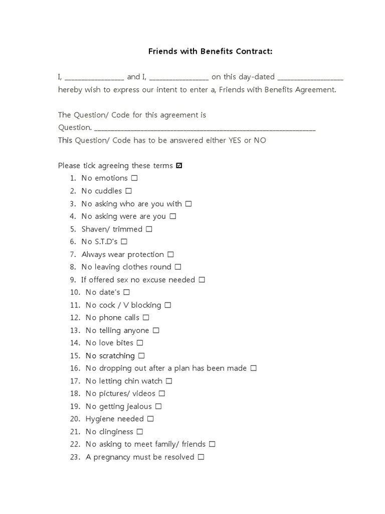 Friends With Benefits Contract