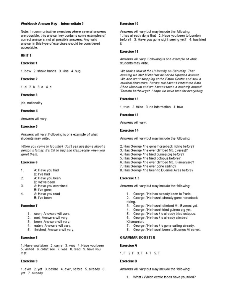 Top Notch Answer Key Inter 2 PDF