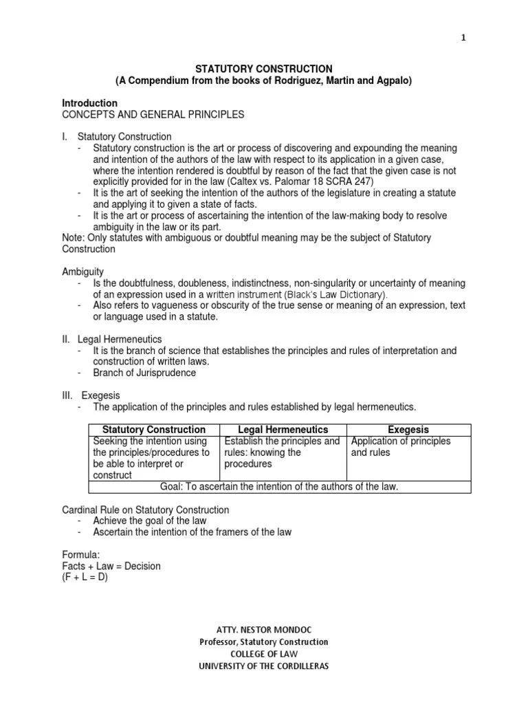 Statutory Construction PDF Statutory Interpretation United States