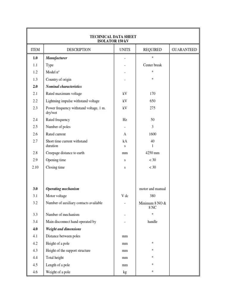 Technical Data Sheet For Isolator 21.11.11 r0 0 PDF
