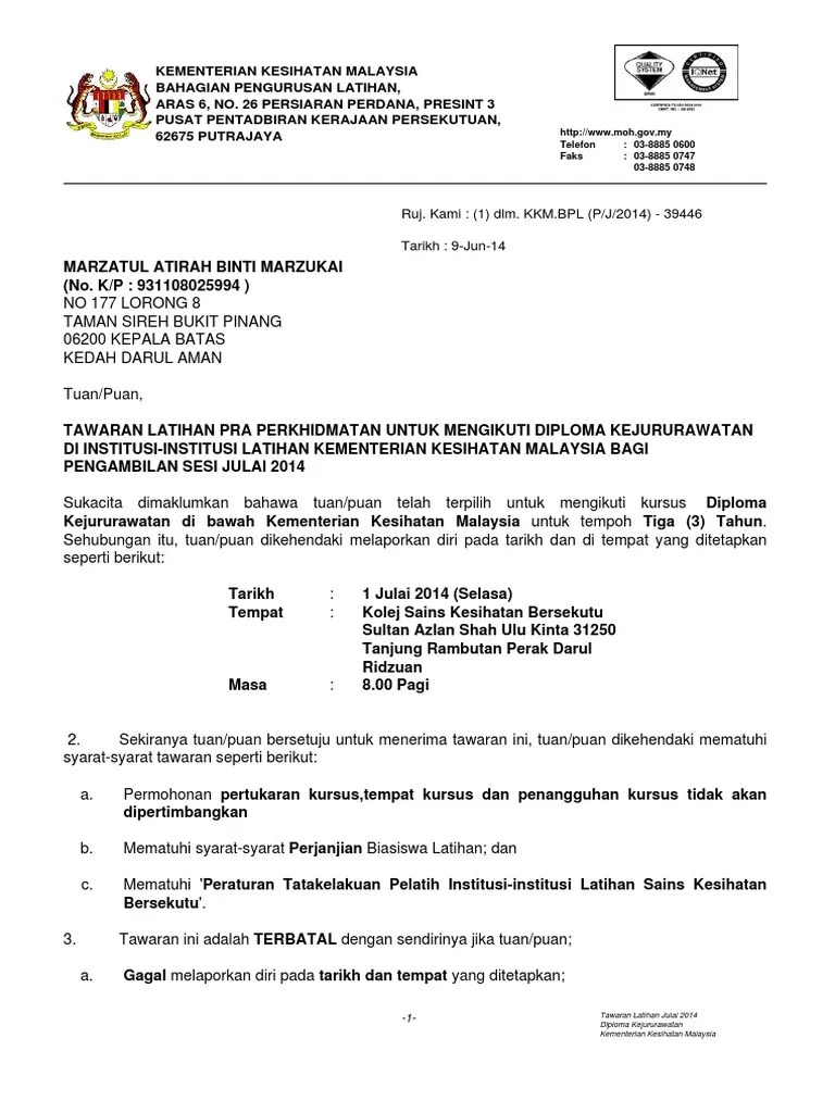 Surat tawaran pekerjaan merujuk perkara di atas,. Contoh Surat Tawaran Kerja Kerajaan