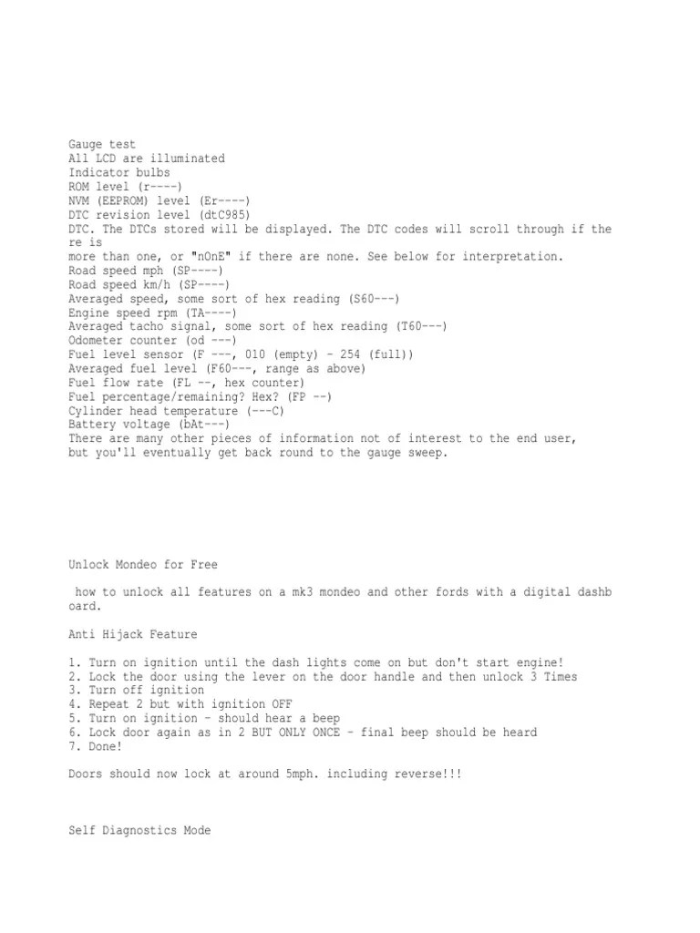 Ford Error Codes PDF Fuel Injection Transmission (Mechanics)