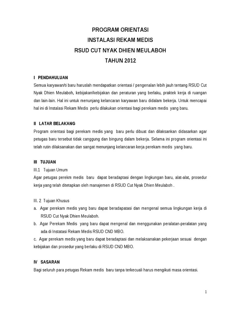 Program Orientasi Karyawan Baru Di RM