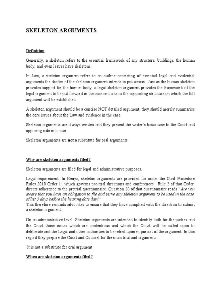 Understanding Skeleton Arguments (Important) Lawsuit Judiciaries