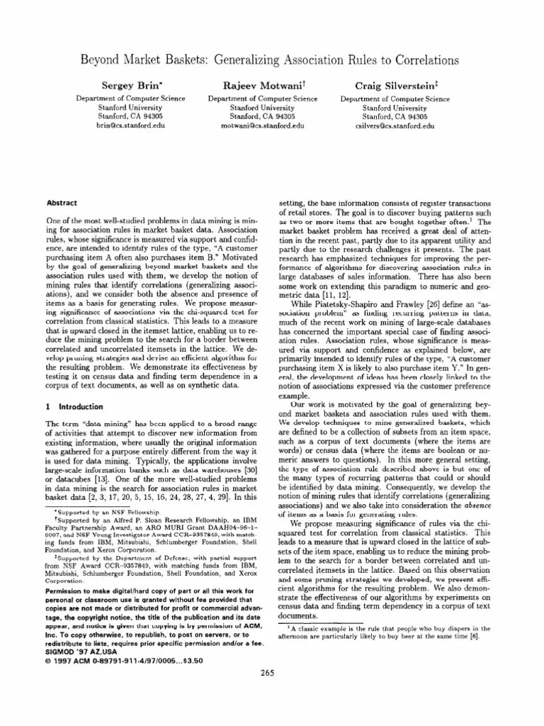 Beyond Market Baskets PDF Statistical Hypothesis Testing