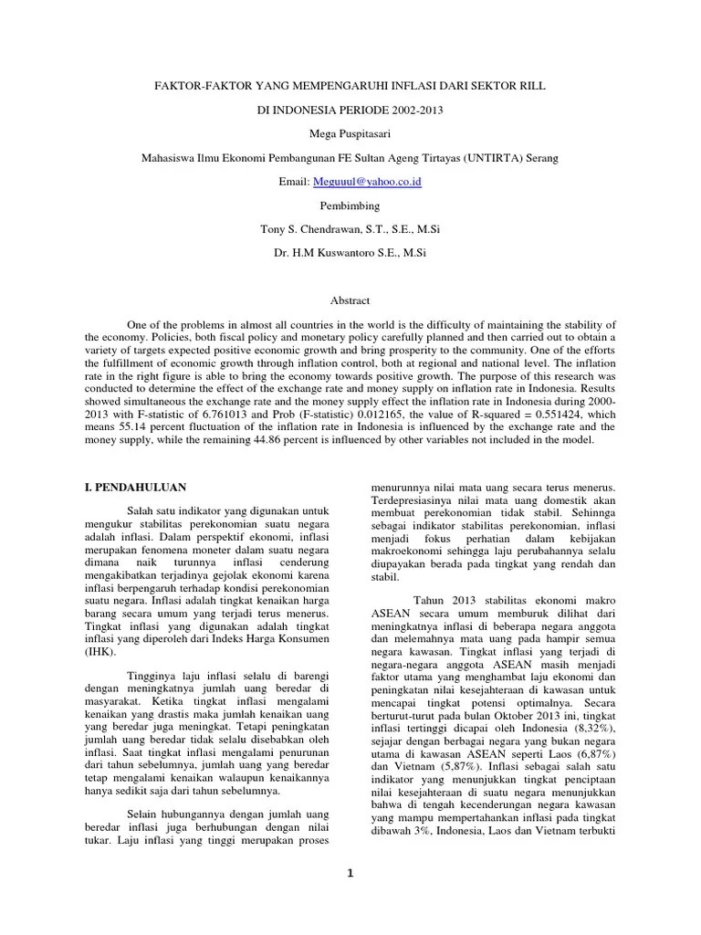 analisis faktorfaktor yang mempengaruhi inflasi dari sektor riil di