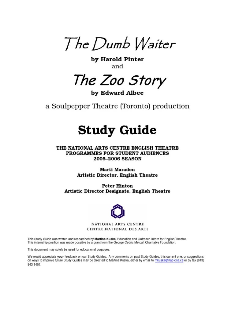 Zoo Story Guide PDF Theatre Entertainment (General)