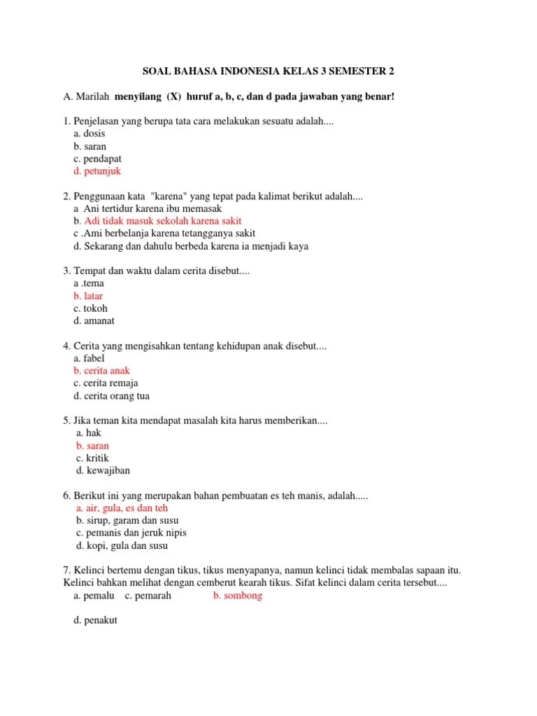 Soal Calistung Membaca Kelas 3 Doc Pendidik Siswa