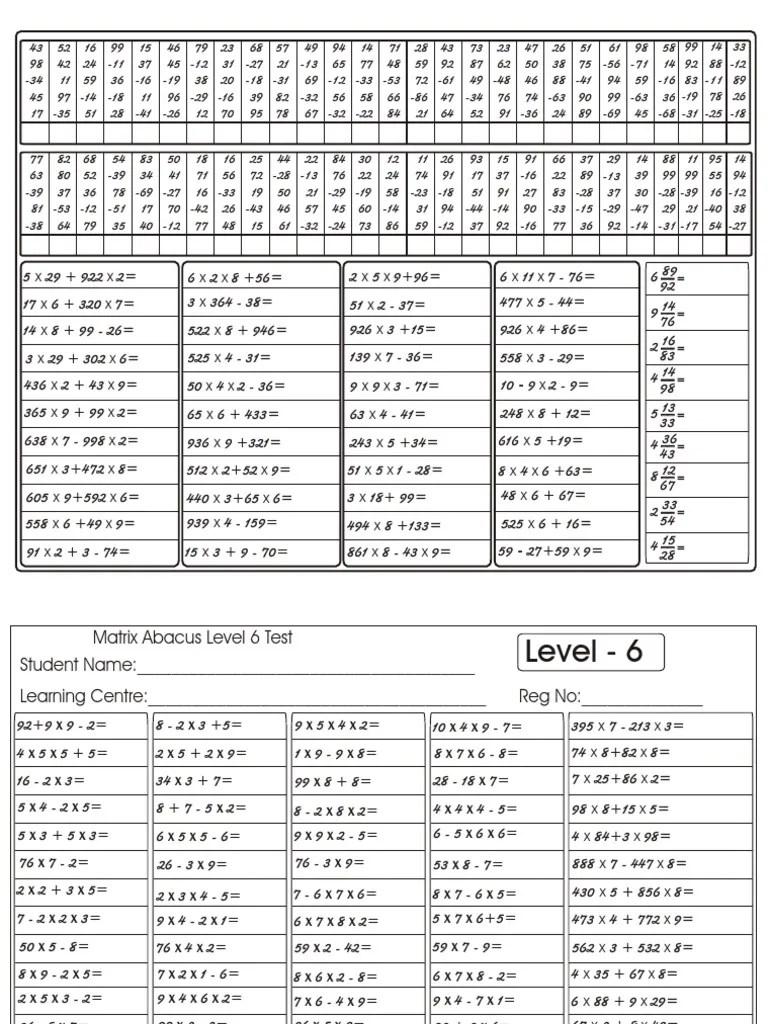 abacus worksheets Physics & Mathematics Mathematics