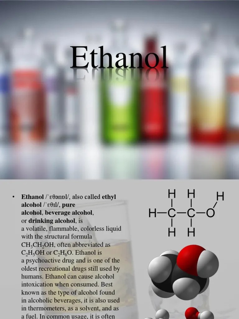 Ethanol Ethanol Alcoholic Drinks