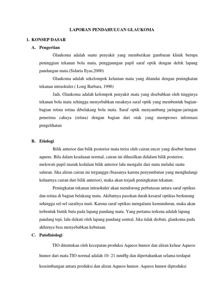 LAPORAN PENDAHULUAN GLAUKOMA