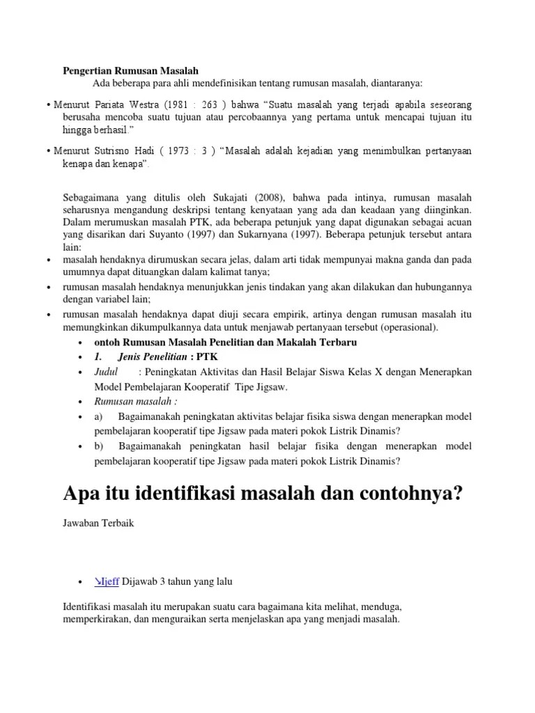 Pengertian Rumusan Masalah | PDF