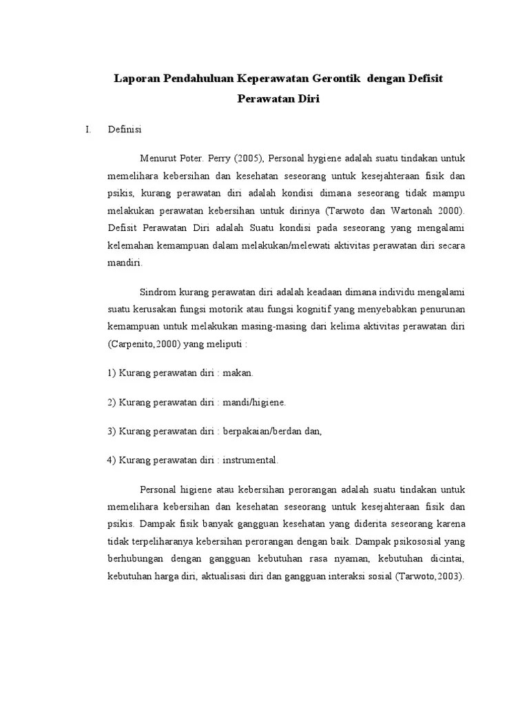 Askep Defisit Perawatan Diri Pada Lansia