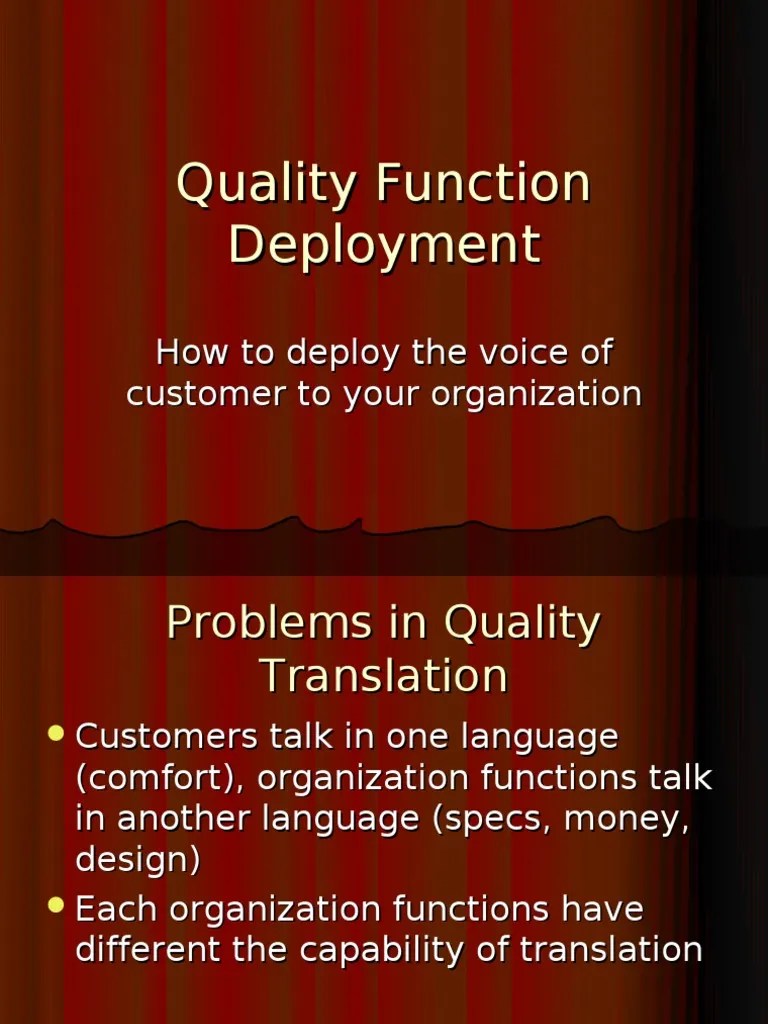 Quality Function Deployment Steps PDF Matrix (Mathematics) Design