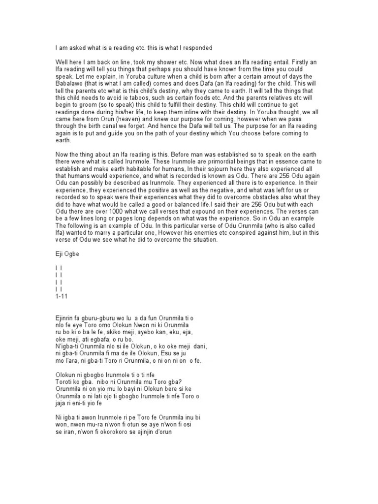 What Is Dafa (An Ifa Reading) Ethnic Religion Cultural Anthropology