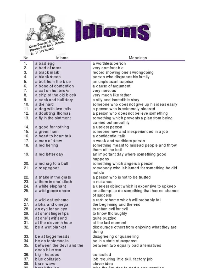 Idioms PDF Nature