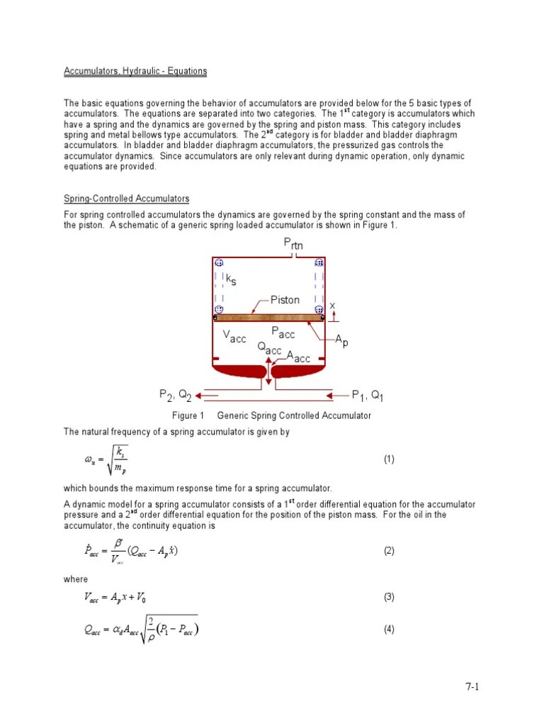 Accumulator, Hydraulic Equations Gases Temperature