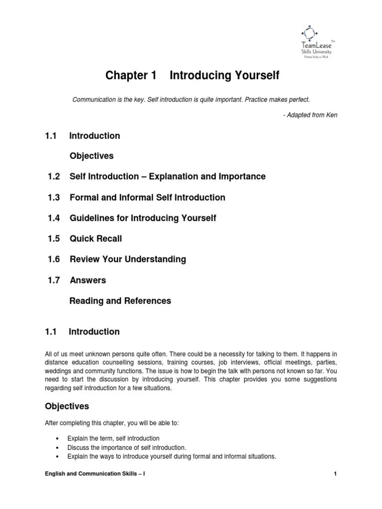 1 Introducing Yourself Job Interview Interview