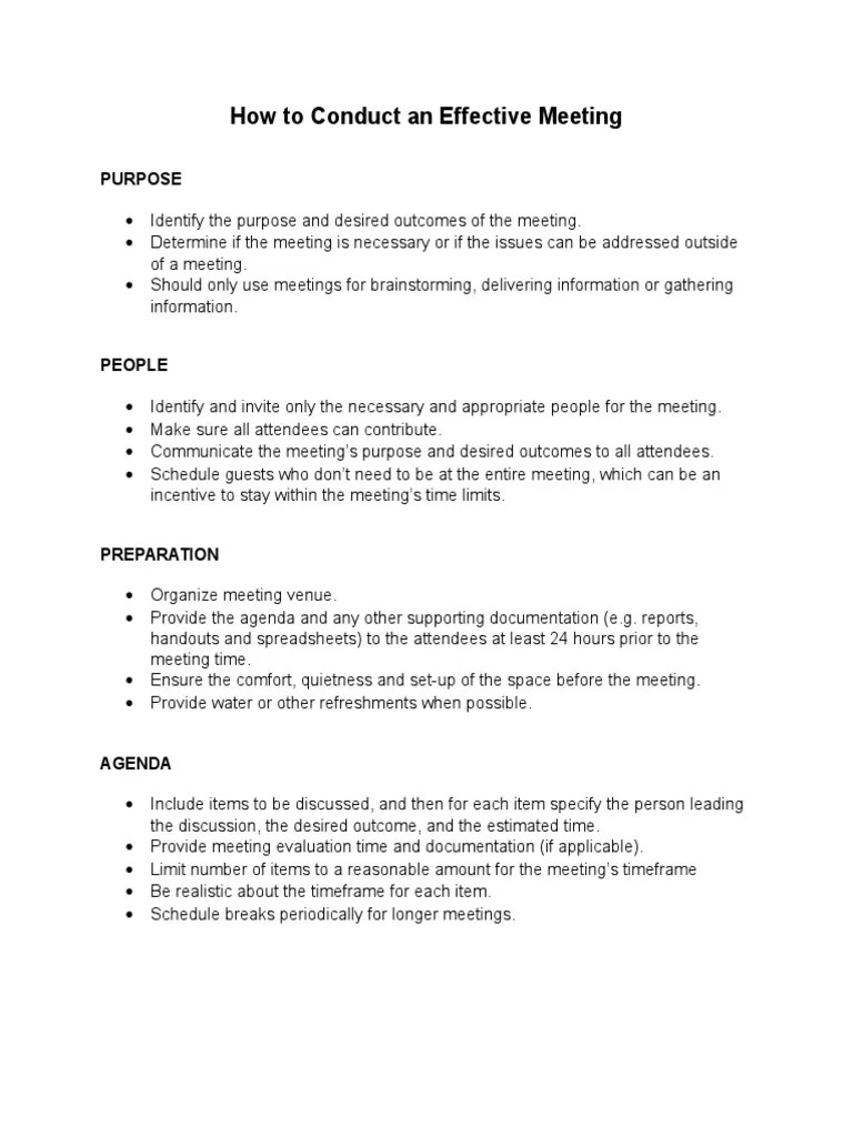 Conduct Meeting Facilitator Business