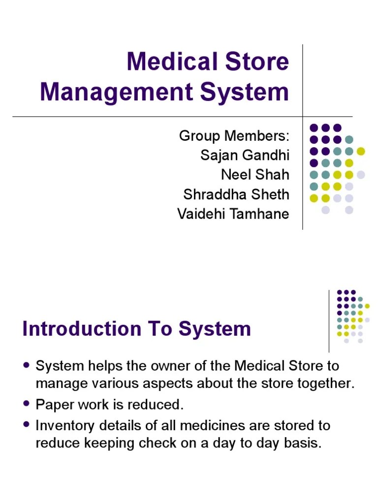 Medical Store Management System PDF