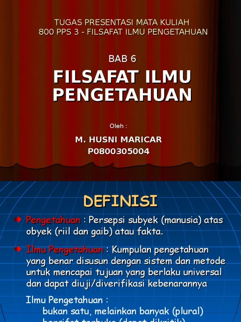 FILSAFAT ILMU PENGETAHUAN