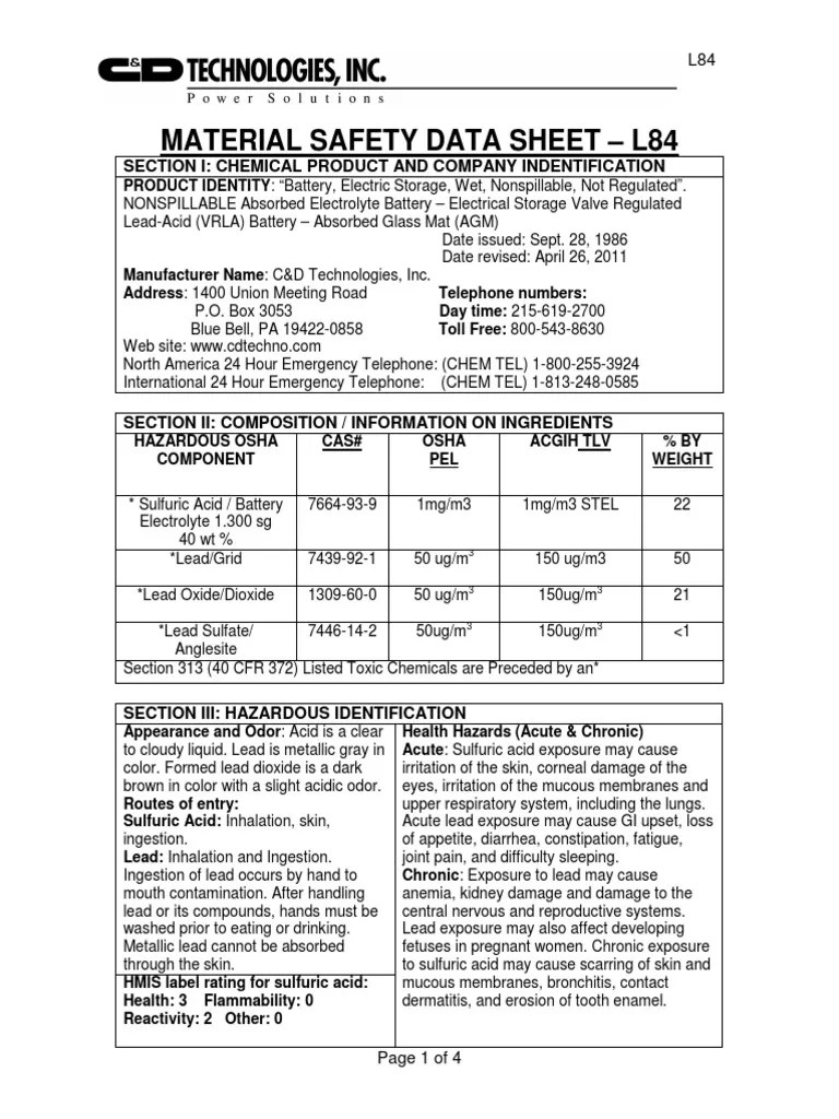 CD Msds For Ups Series PDF Battery (Electricity) Carbon Dioxide