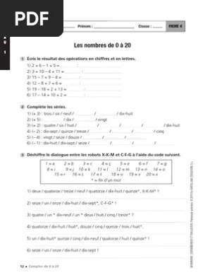 Activités Les Nombres de 0 À 20 | PDF