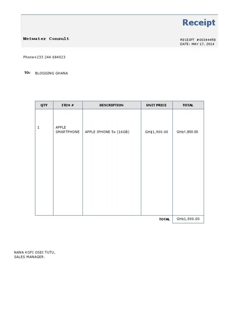 Iphone Receipt PDF
