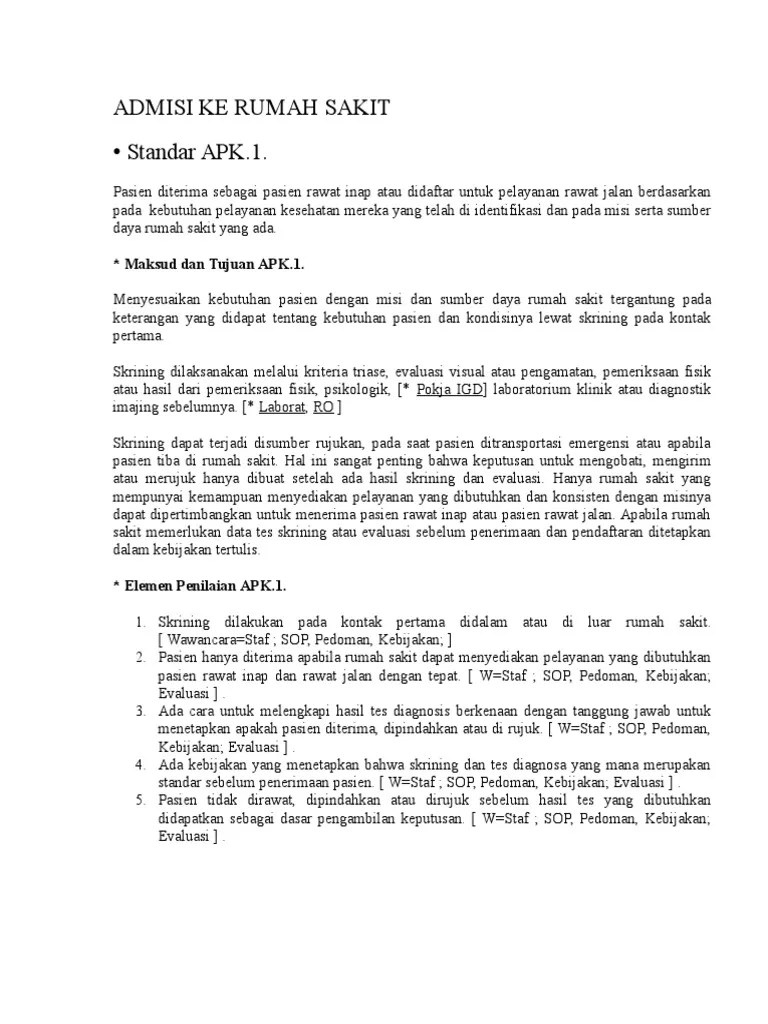 Admisi Ke Rumah Sakit | PDF