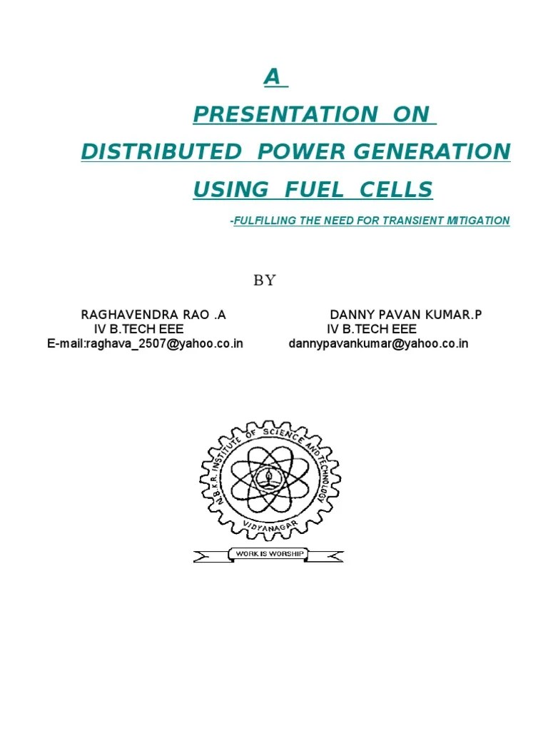 A Presentation On Distributed Power Generation Using Fuel Cells PDF