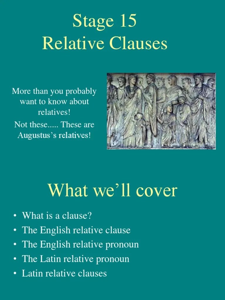 Relative Clauses in Latin PDF Pronoun Clause