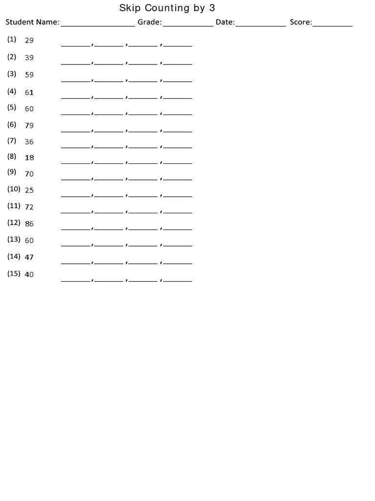 Grade 1 Skip Counting worksheet Online practice tests