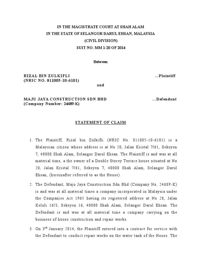 statement of Claim