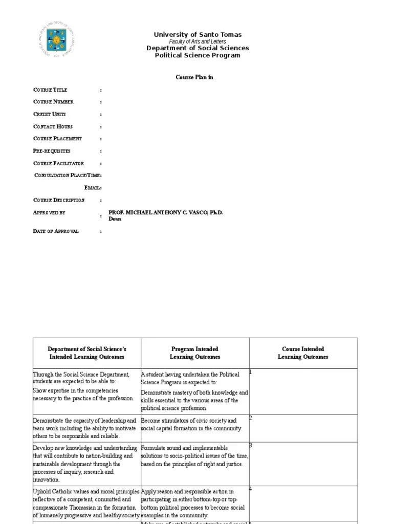 Programming 1 OBE Syllabi Sample PDF Scribd