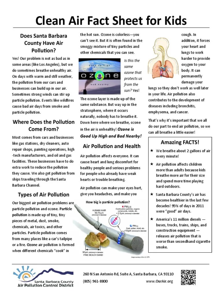 Clean Air Facts for Kids Air Pollution Atmosphere Of Earth