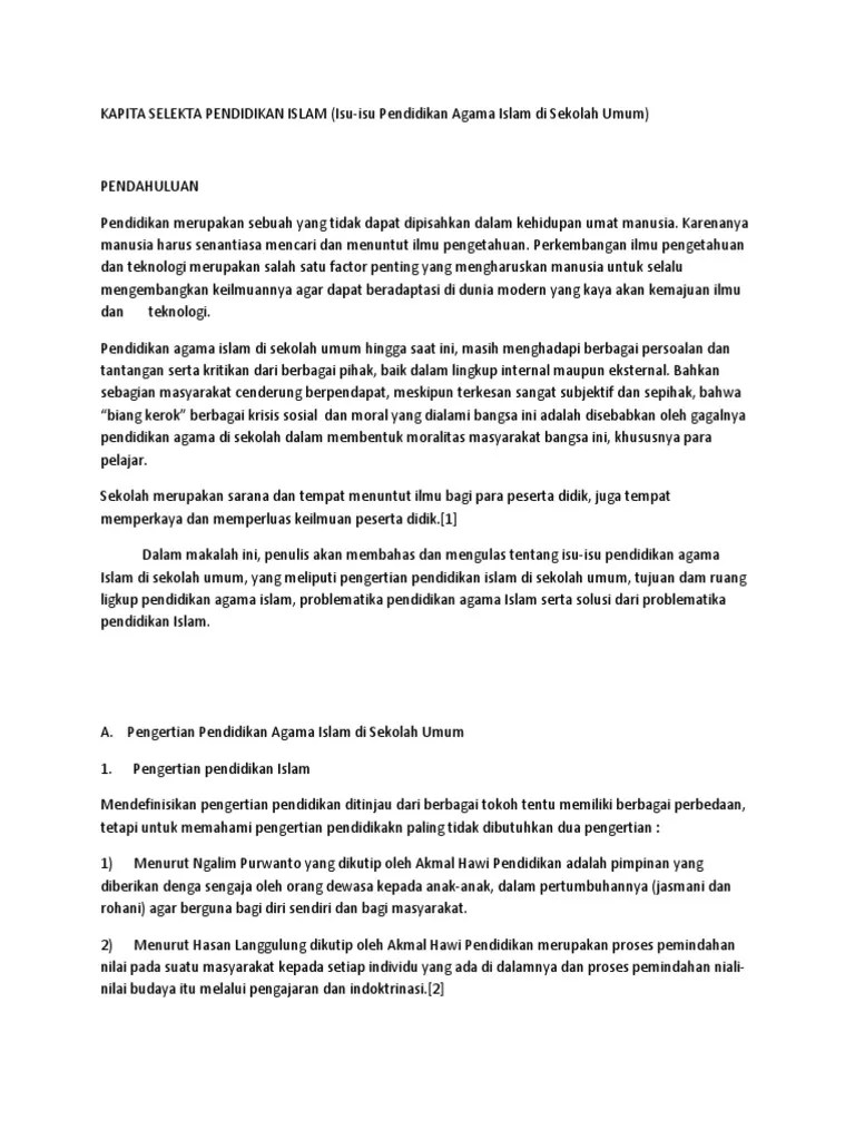 Kapita Selekta Pendidikan Islam Isu2 Terkini | PDF