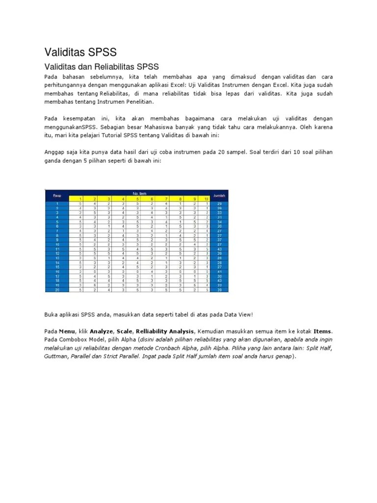 Uji Validitas Dan Reabilitas SPSS
