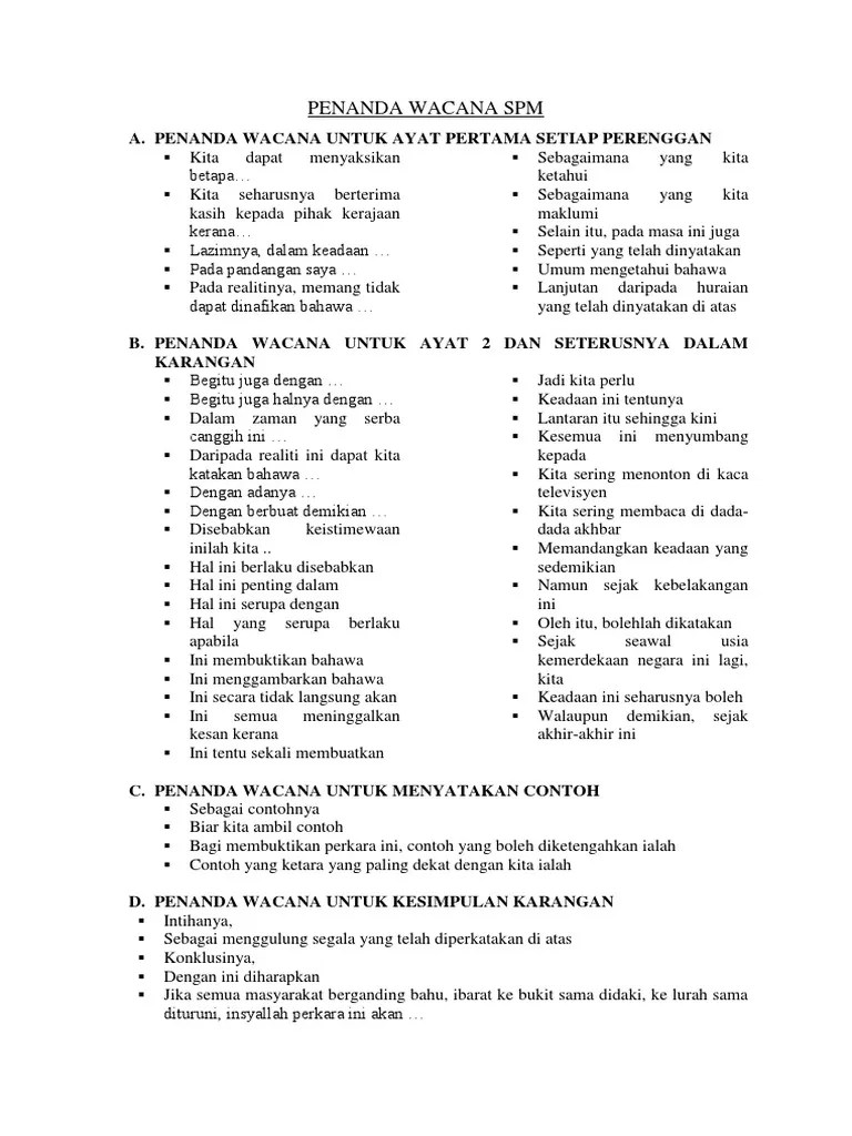 Penanda Wacana Yang Gramatis Spm : Modul Bm Spm