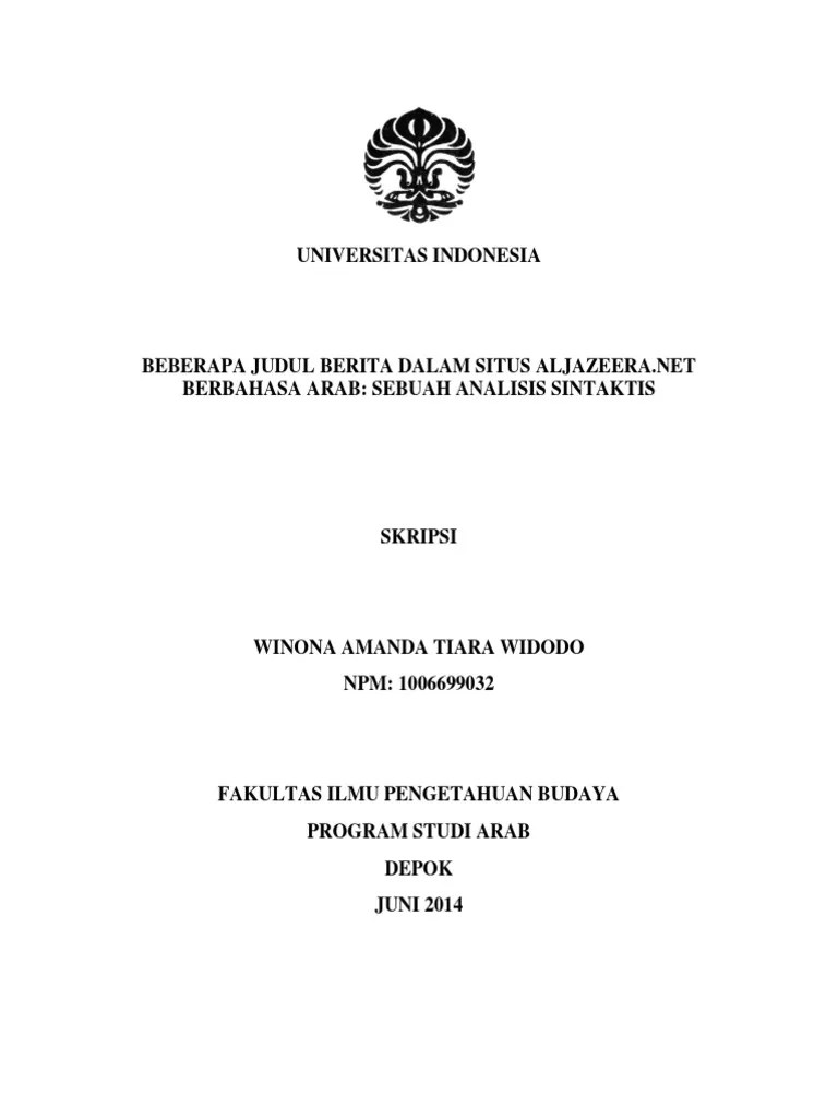 Winona Amanda - Beberapa Judul Berita Dalam Situs Aljazeera - Net Berbahasa  Arab: Sebuah Analisis Sintaktis | PDF