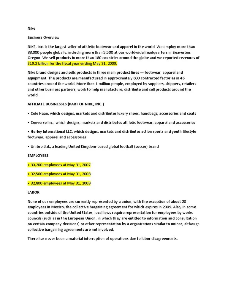 HR Policies of Nike Employment Nike