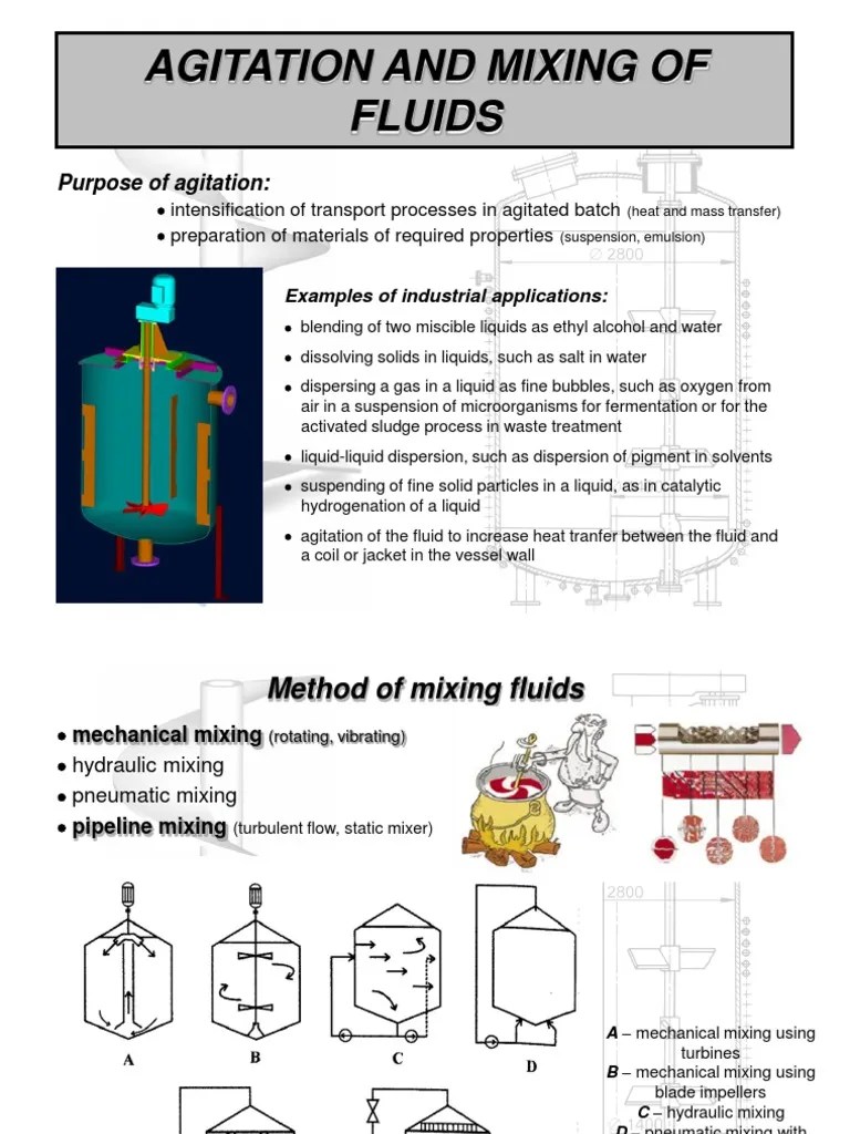 Agitation and Mixing of Fluid Chemical Engineering Chemistry