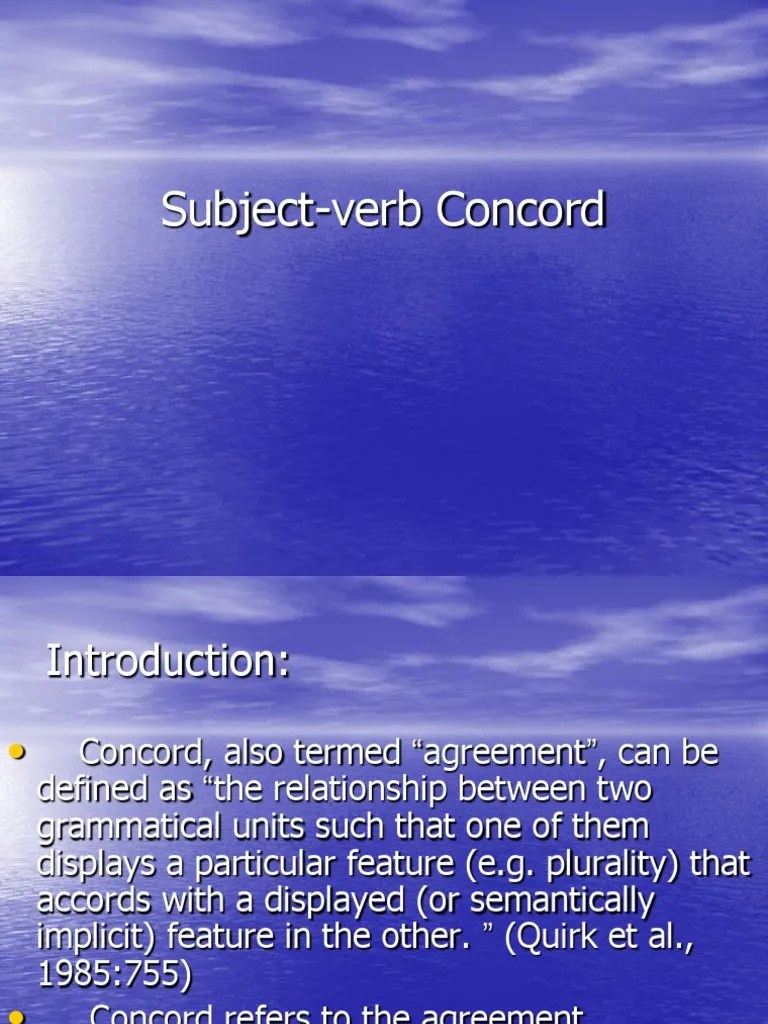 concord Grammatical Number Subject (Grammar)