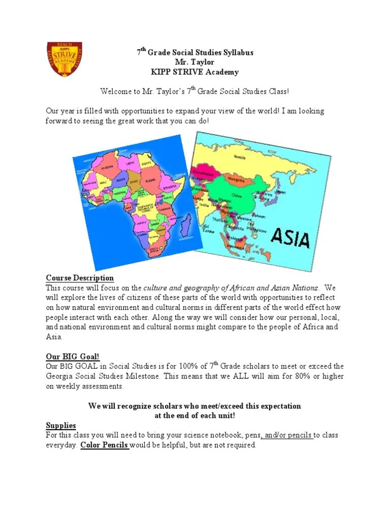 7th grade social studies syllabus Norm (Social) Homework Free 30