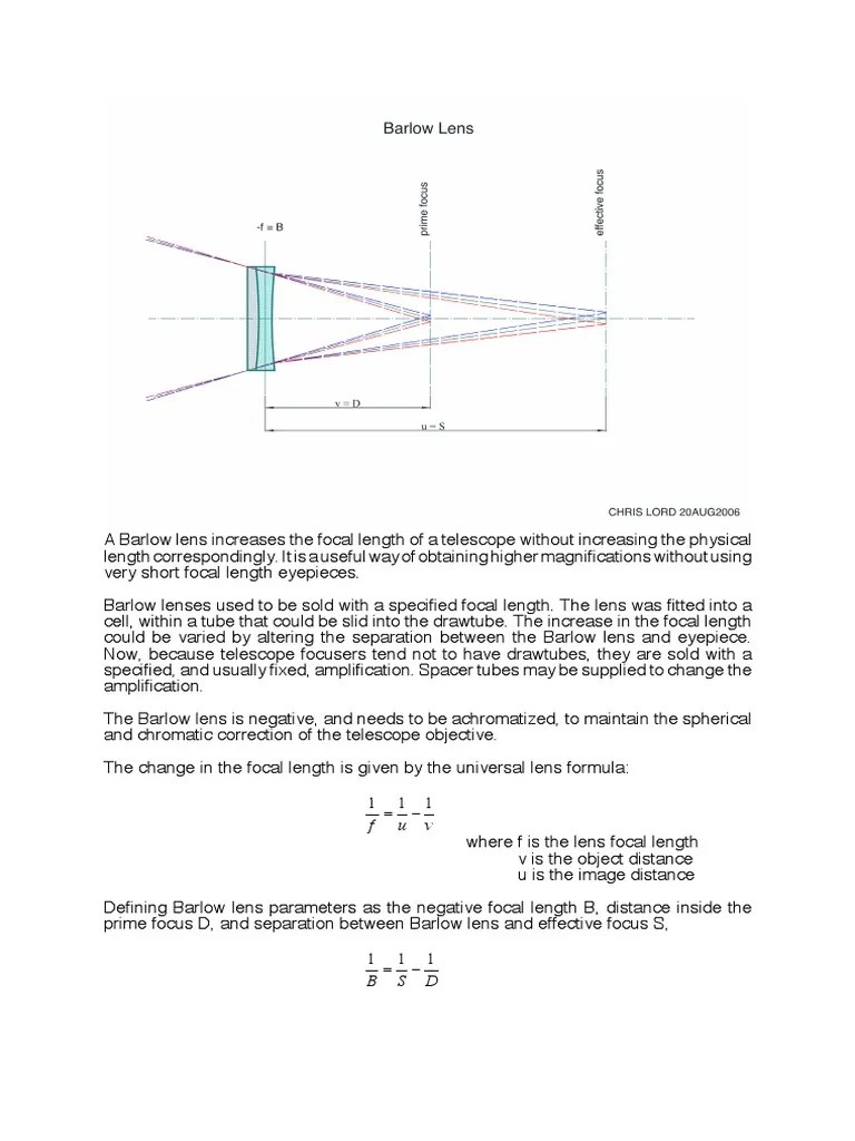 Barlow Lens Lens (Optics) Optics