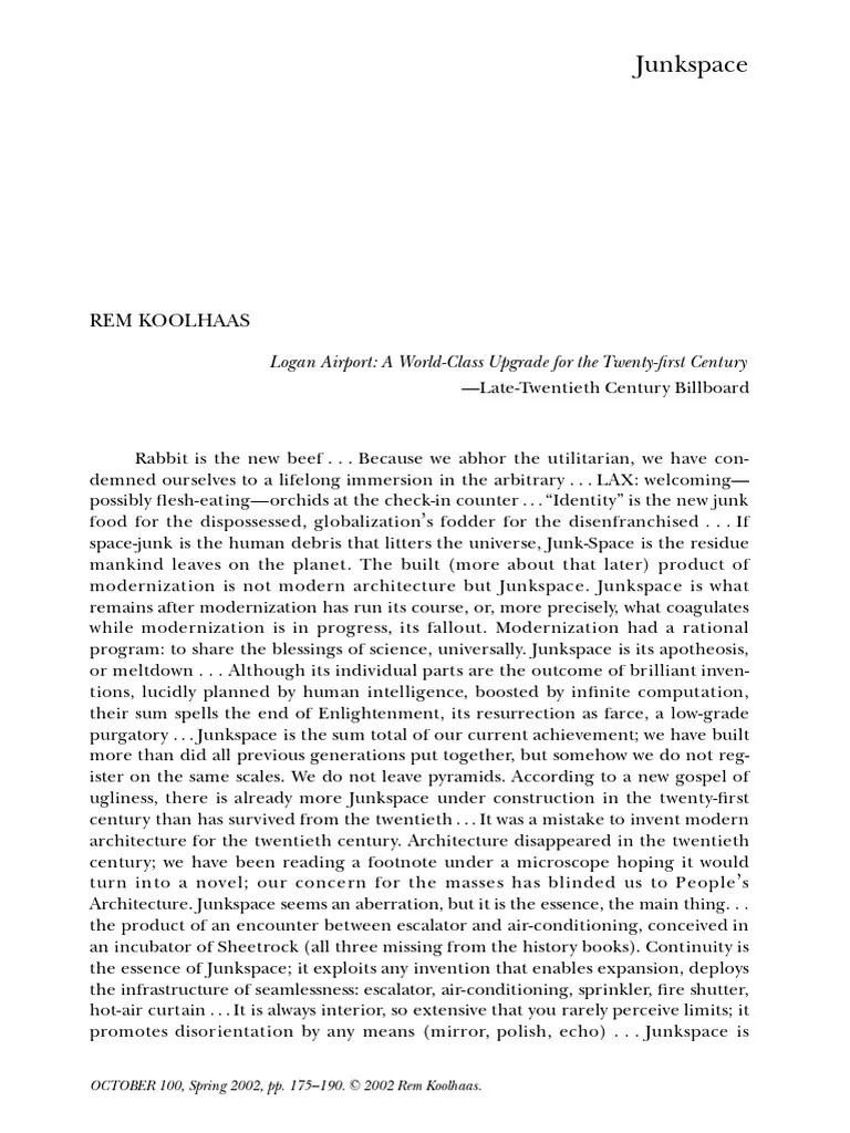Rem Koolhaas Junkspace 1 PDF