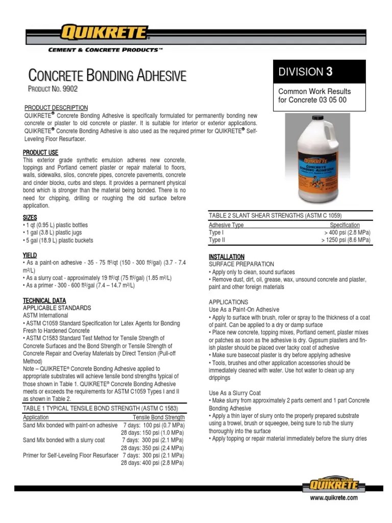 DATA_SHEETConcrete Bonding Adhesive 9902 Adhesive Plaster