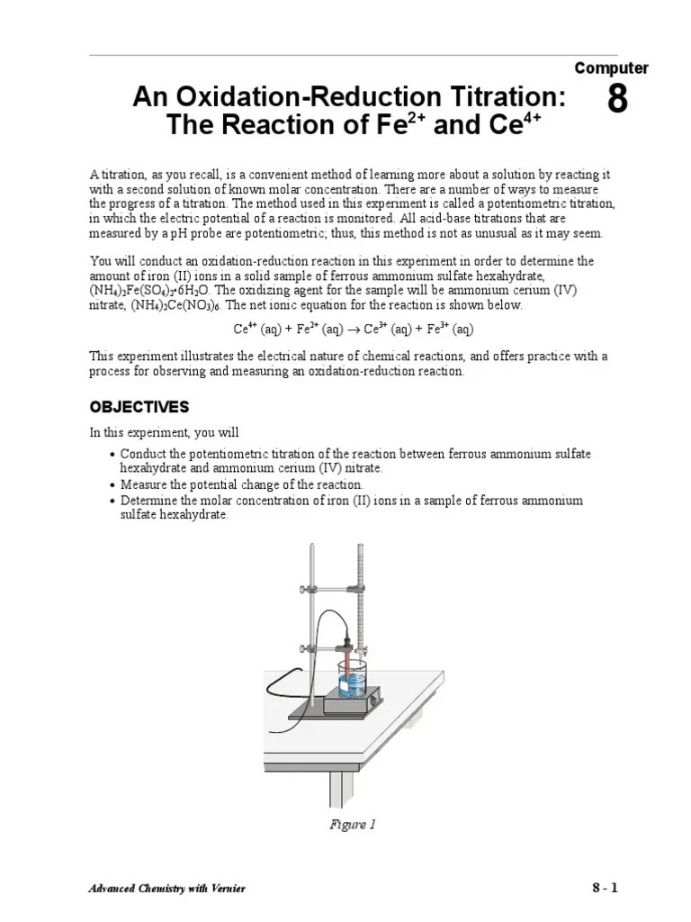 AP Chem an Oxidation Reduction Titration Titration Redox