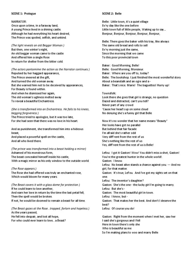 Beauty and the Beast Script Fiction & Literature