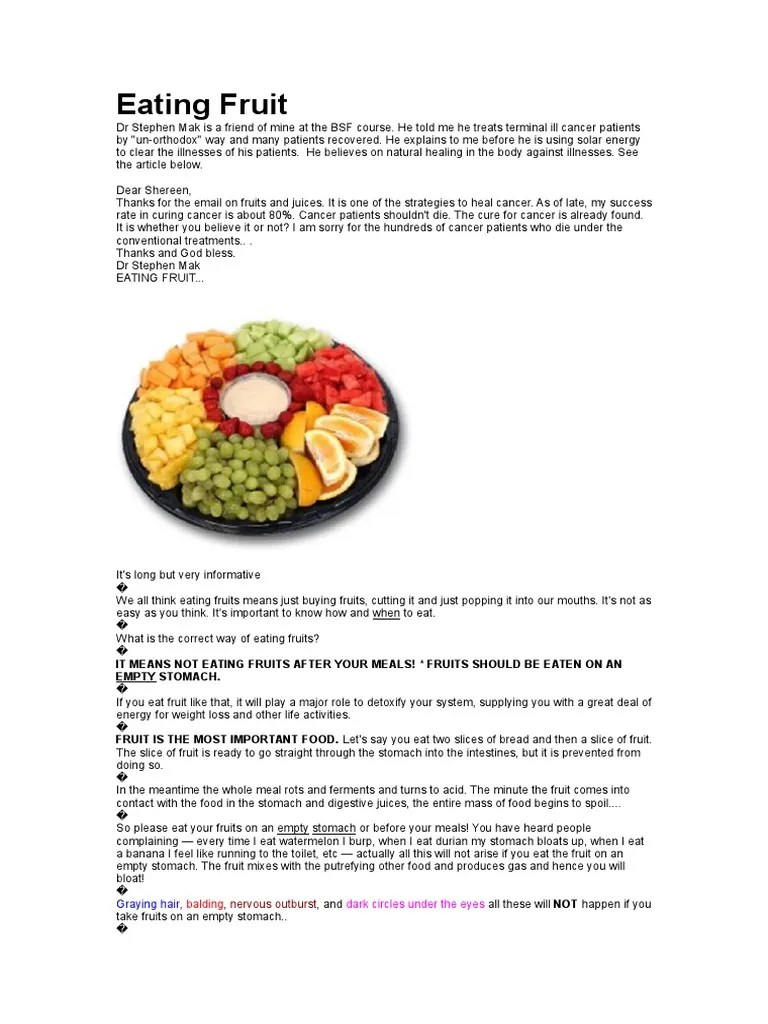 Eating Fruit It Means Not Eating Fruits After Your Meals! Fruits
