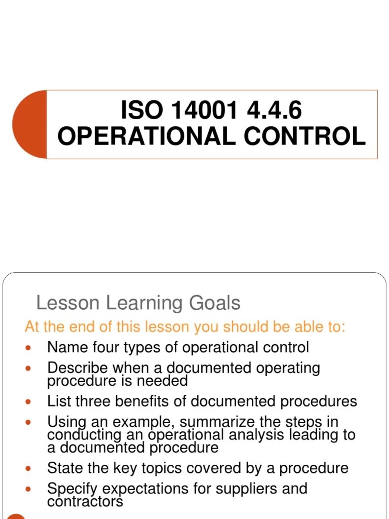 Operational Control Procedure Technology Engineering